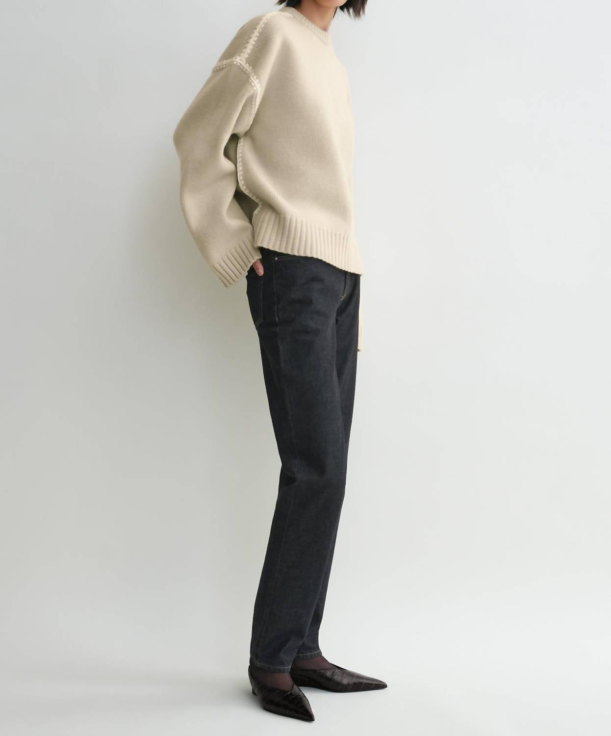 Toteme - Embroidered Wool Cashmere Knit Sweater
