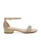 Blossom Footwear - Rhinestone Ankle Strap Low Heel Sandal