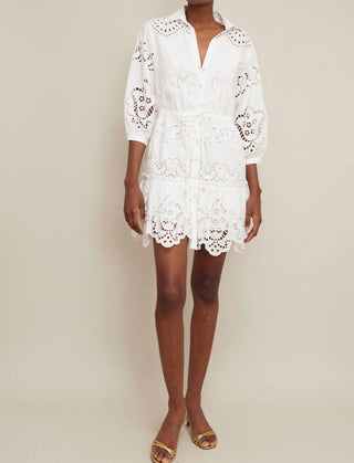 Cara Cara - Vestido curto com ilhós bordados Robin