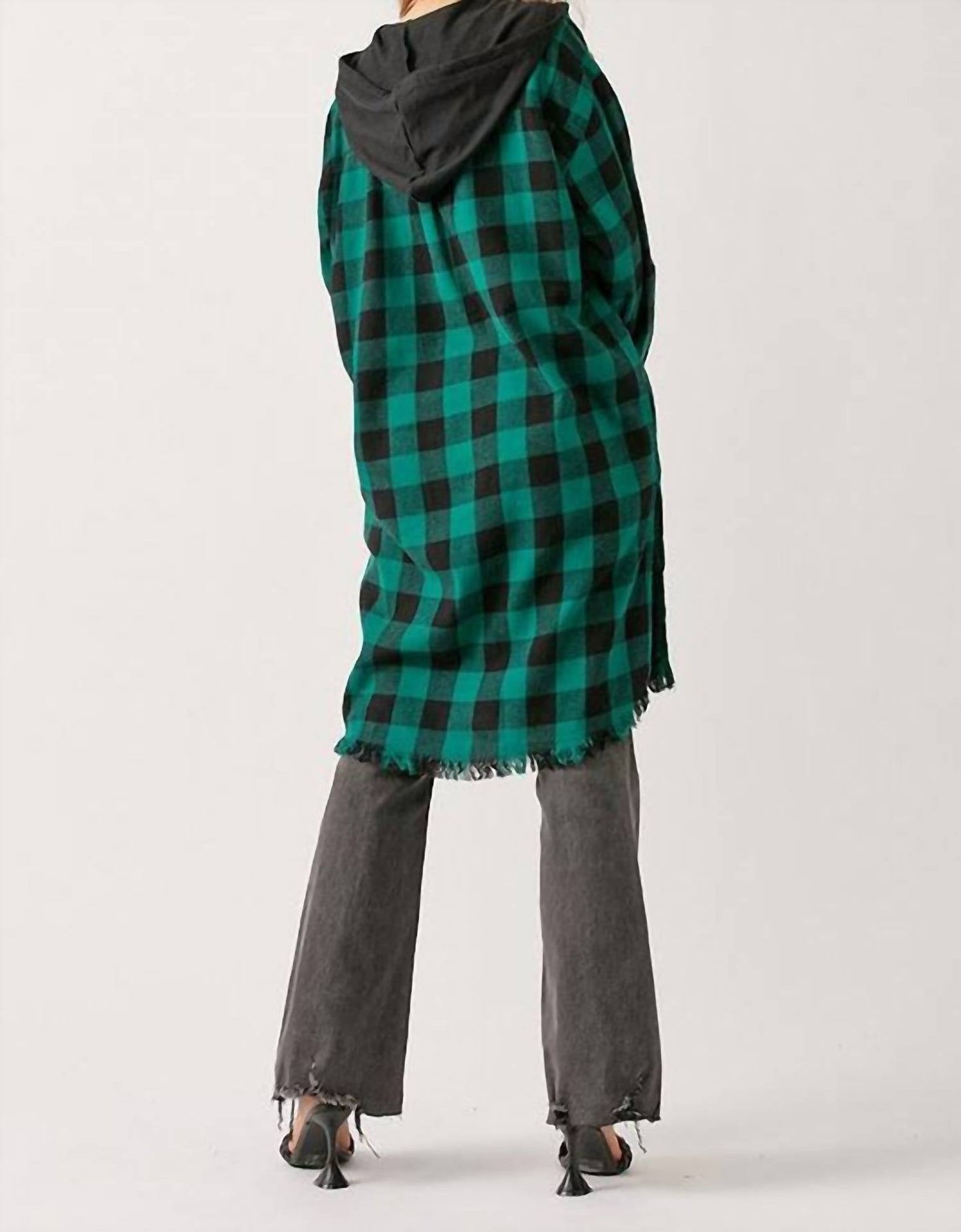 Risen - Acacia Plaid Hooded Longline Shacket