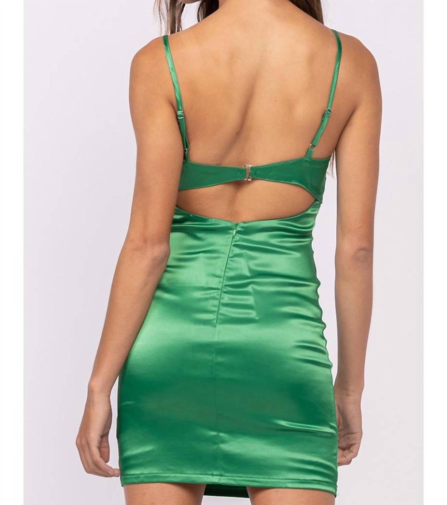 Cason Couture - The Skylar Stretch Satin Bodycon Mini Dress