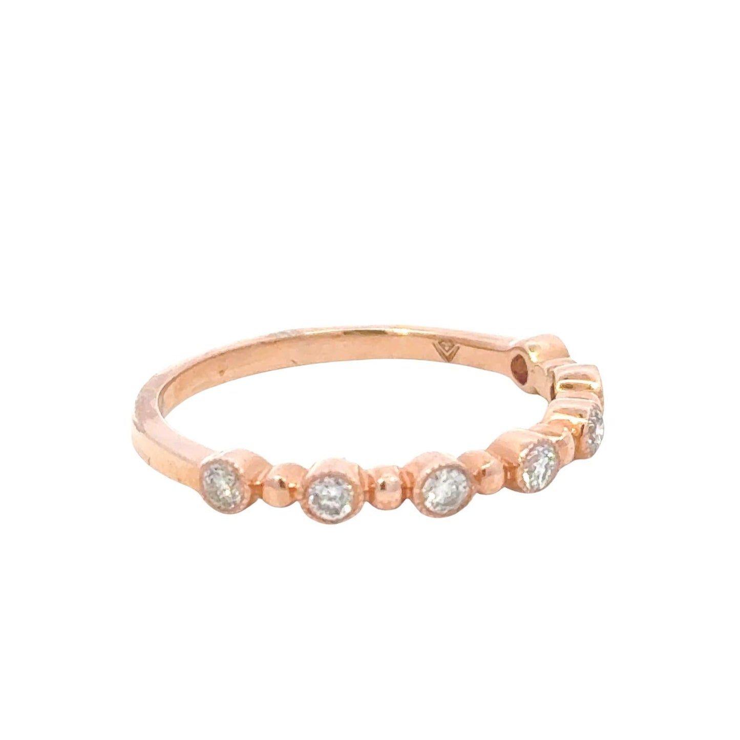 Aamiaa - 0.24 Carat Natural Diamond Bezel & Bar Band Ring - Size 6.5