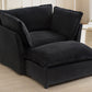 Modern Armchair Sofa 47" Cozy Upholstered Sofa Chair with Movable Ottoman