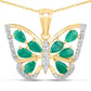1.91 Carat Genuine Emerald and White Zircon .925 Sterling Silver Pendant