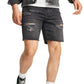 Topman Men's Slim Fit Ripped Denim Shorts in Black, Size 28