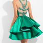 Rachel Allan - Beaded Mikado Short Cocktail Dress