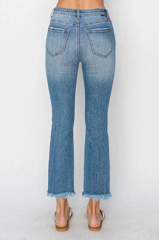 Risen - Calça Jeans Reta Cintura Média e Barra Crua
