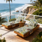 Acacia Wood Chaise Lounge with Teak Finish and Water-Repellent Cushion