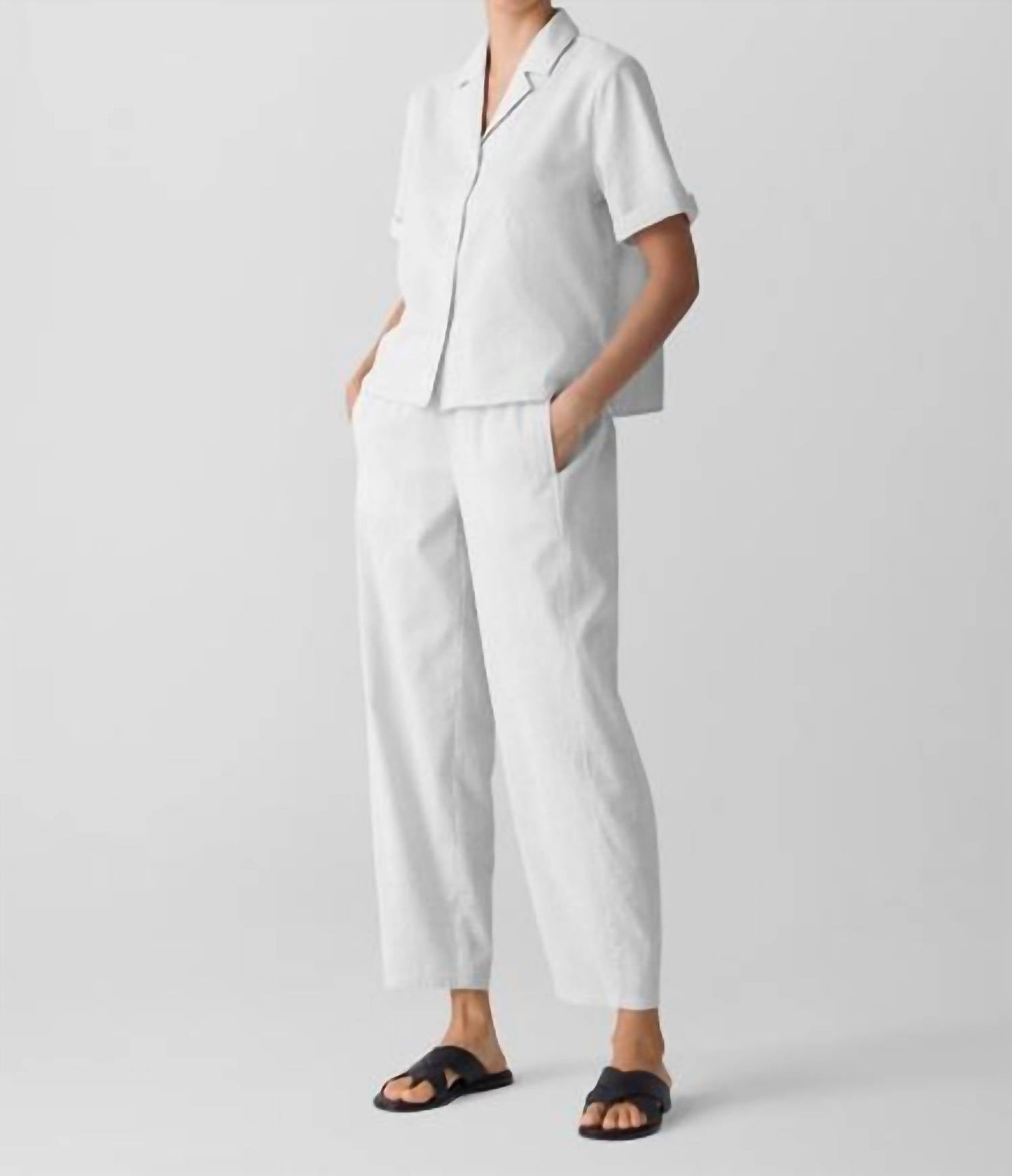 Eileen Fisher - Camisa branca com gola entalhada