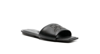 Courreges - Women's Logo Patch Leather Slide Sandals