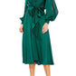 Mac Duggal - Collared Faux Wrap Bishop Sleeve Flowy Dress