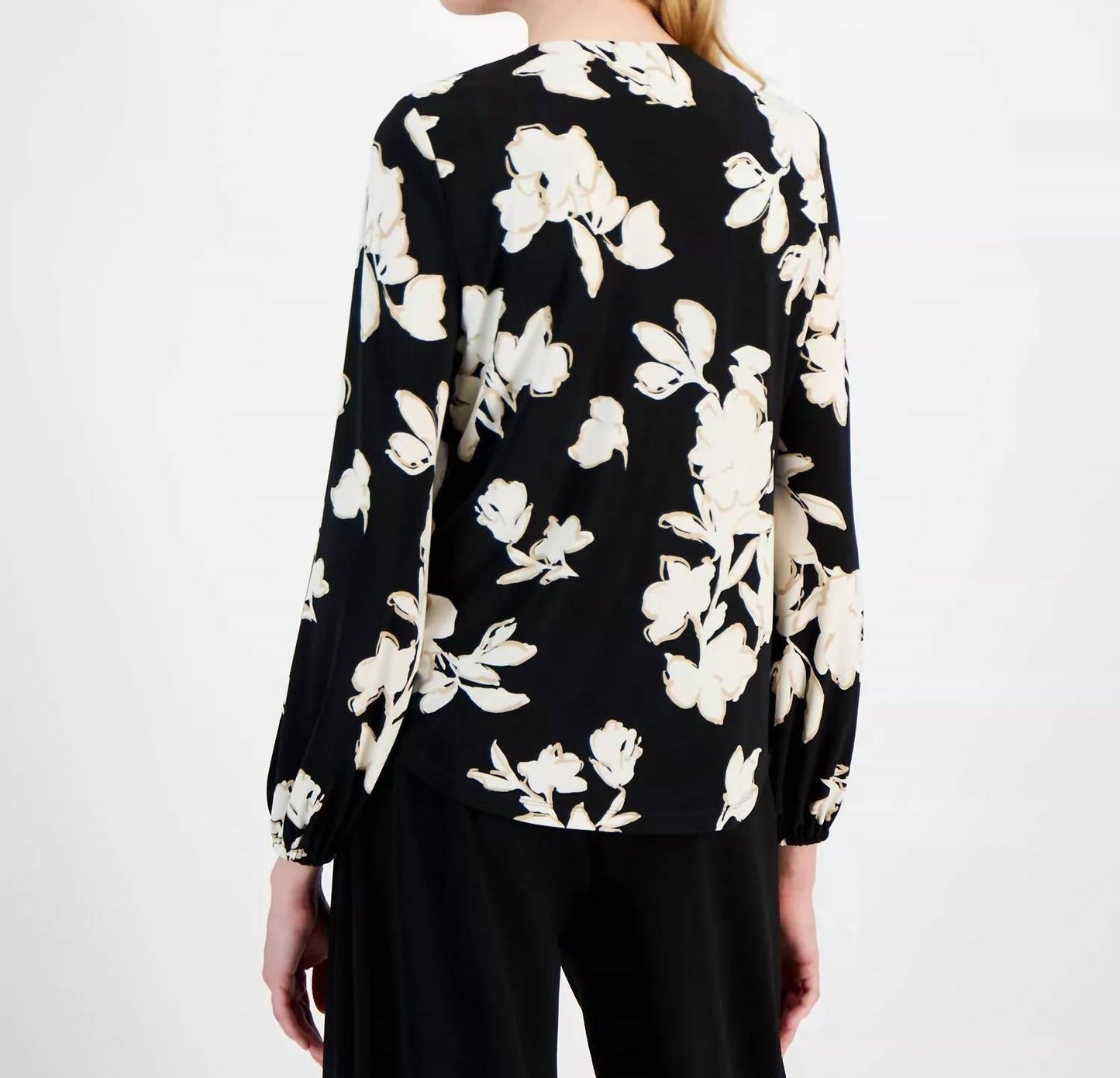 Anne Klein - Tie-front Split-neck Blouse