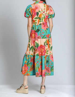 Apny - Vestido longo com estampa mista e camadas