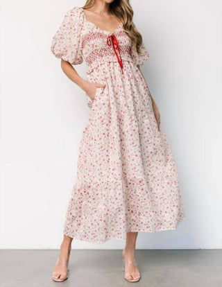 Baevely By Wellmade - Vestido longo com mangas bufantes e estampa floral Molly