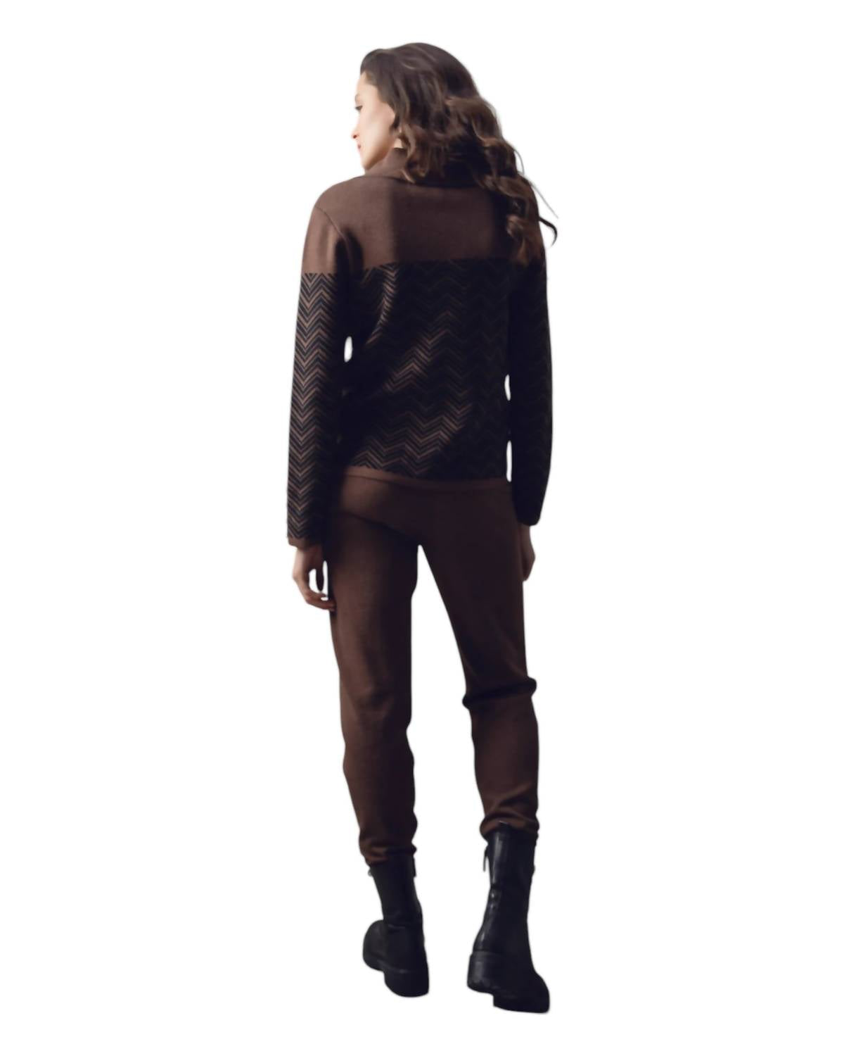 Marble - Chevron Cowl Neck Sweater