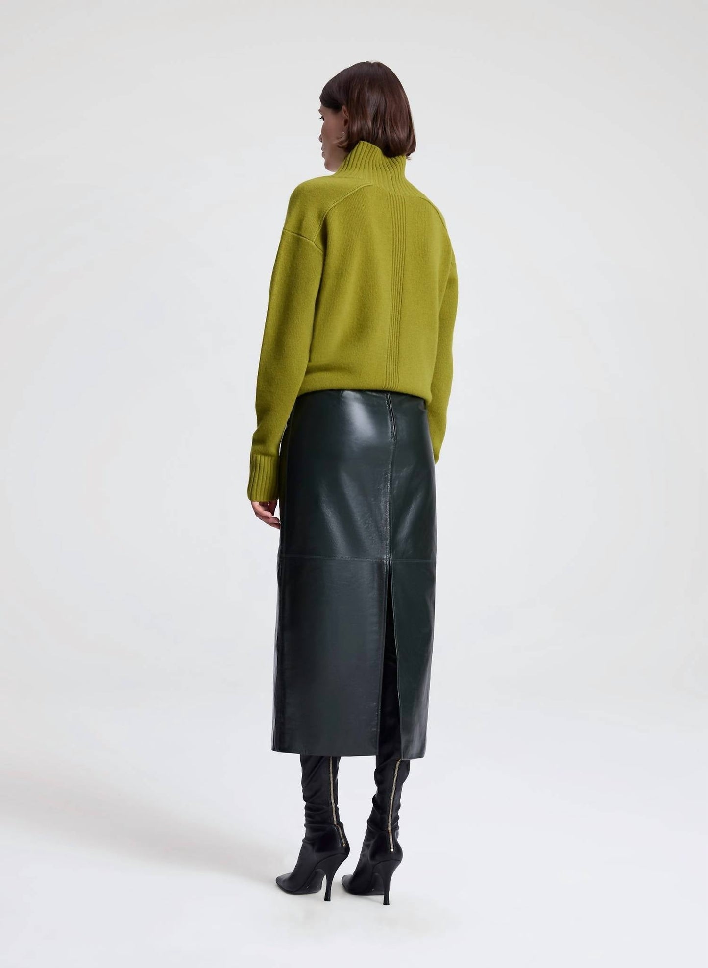 A.L.C. - Marta Glossy Leather Midi Skirt