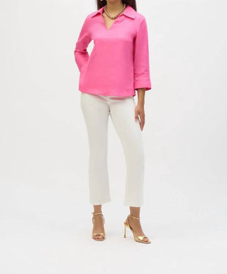 Joseph Ribkoff - Blusa de linho com gola quadrada