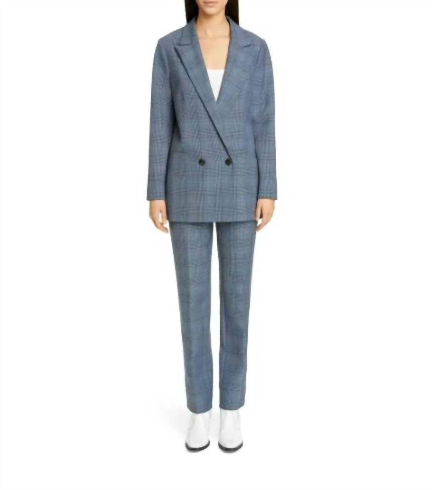 Ganni - Plaid Suiting High Rise Straight Leg Trousers
