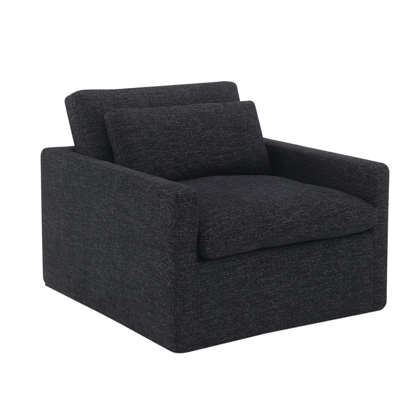 Frederick Dark Gray Fabric Swivel Chair with Pillow