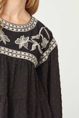 Entro - Embroidered Swiss Dot Blouse