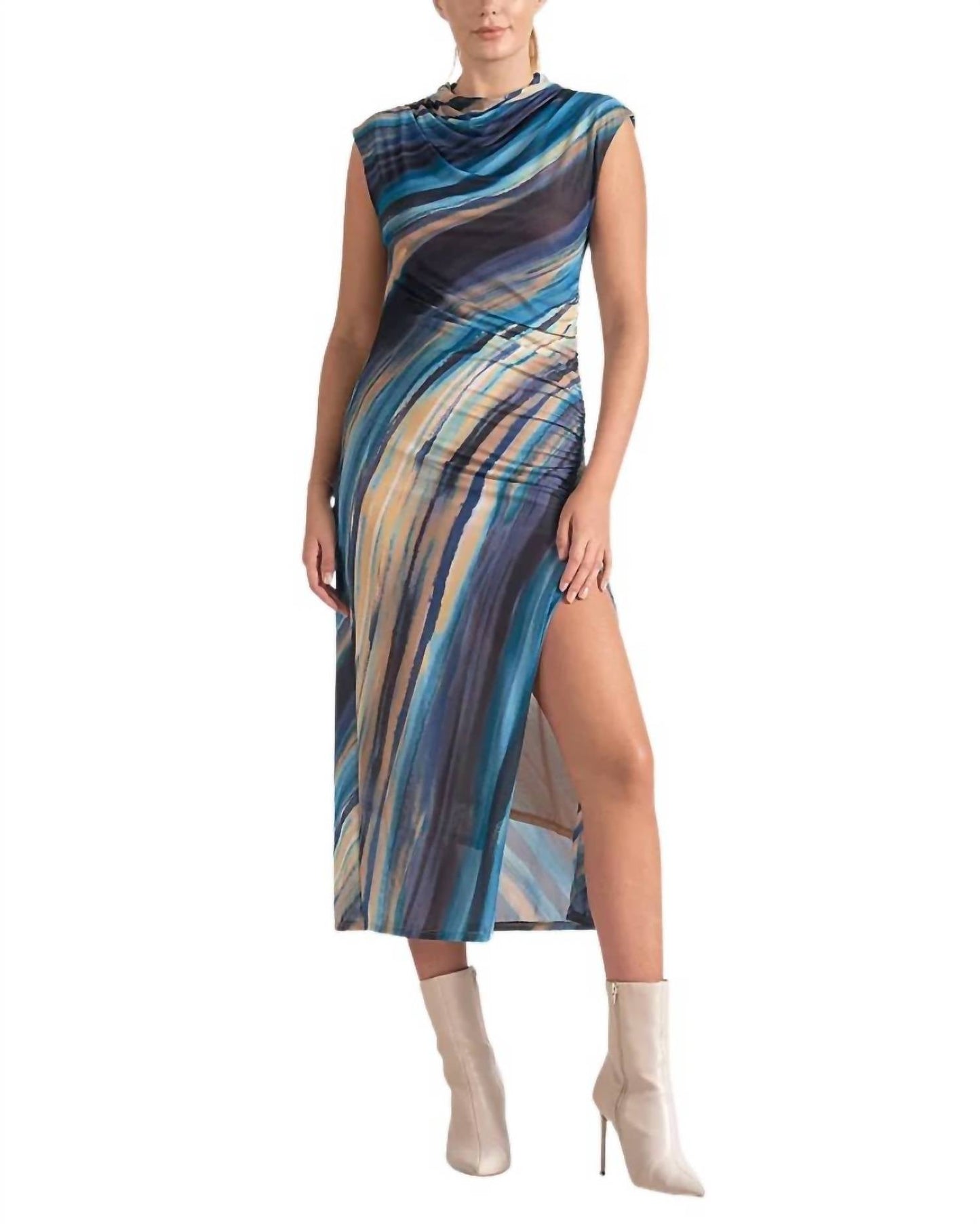 Elan - Mock Neck Knit Midi Dress