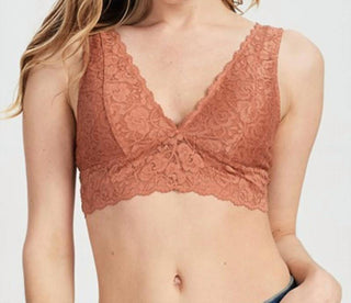 Lista de desejos - Sutiã bralette acolchoado com decote em V e renda recortada