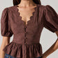 Astr - Arely Scalloped V-neck Peplum Top