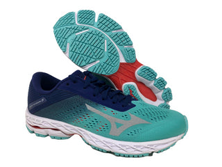 Tênis de corrida Mizuno Wave Shadow 3 feminino, azul, grama/cinza glaciar, tamanho 6,5 B(M) EUA