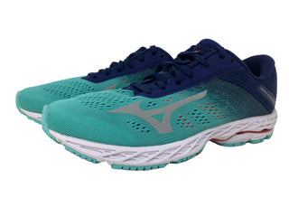 Tênis de corrida Mizuno Wave Shadow 3 feminino, azul, grama/cinza glaciar, tamanho 6,5 B(M) EUA