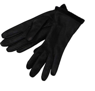 Luvas femininas Charter Club com forro sintético em couro, tamanho regular, pretas