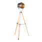 Ahoy Industrial Floor Lamp in Natural Wood and Antique Metal