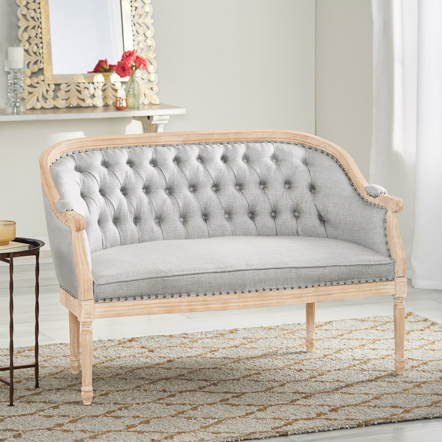 French Country Chesterfield Style Tufted Loveseat