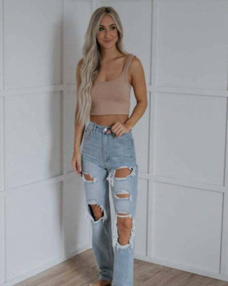 Calvin Klein - High Rise Distressed Jeans