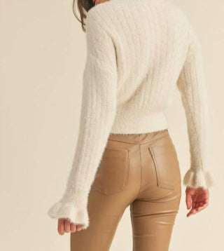 &Merci - Woven Knit Sweater With Flutter Cuff