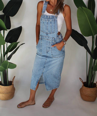 Free People - Bardot Denim Skirtall Overalls