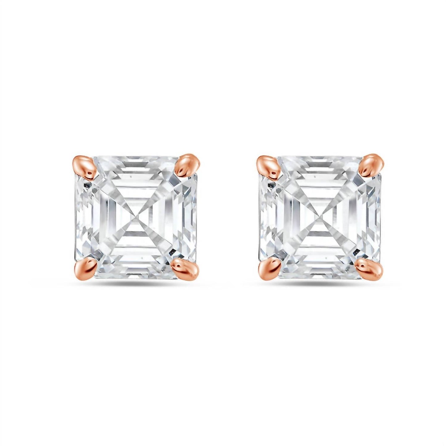 Diana M Jewels - 8.00 Cts Lab Grown Asscher Cut Stud Earrings