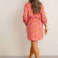 Tribal - Roll-up Sleeves Mini Dress