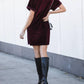 Amaryllis - velvet casual shirt dress
