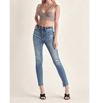 Risen - Calça jeans skinny vintage de cintura alta com lavagem de verão