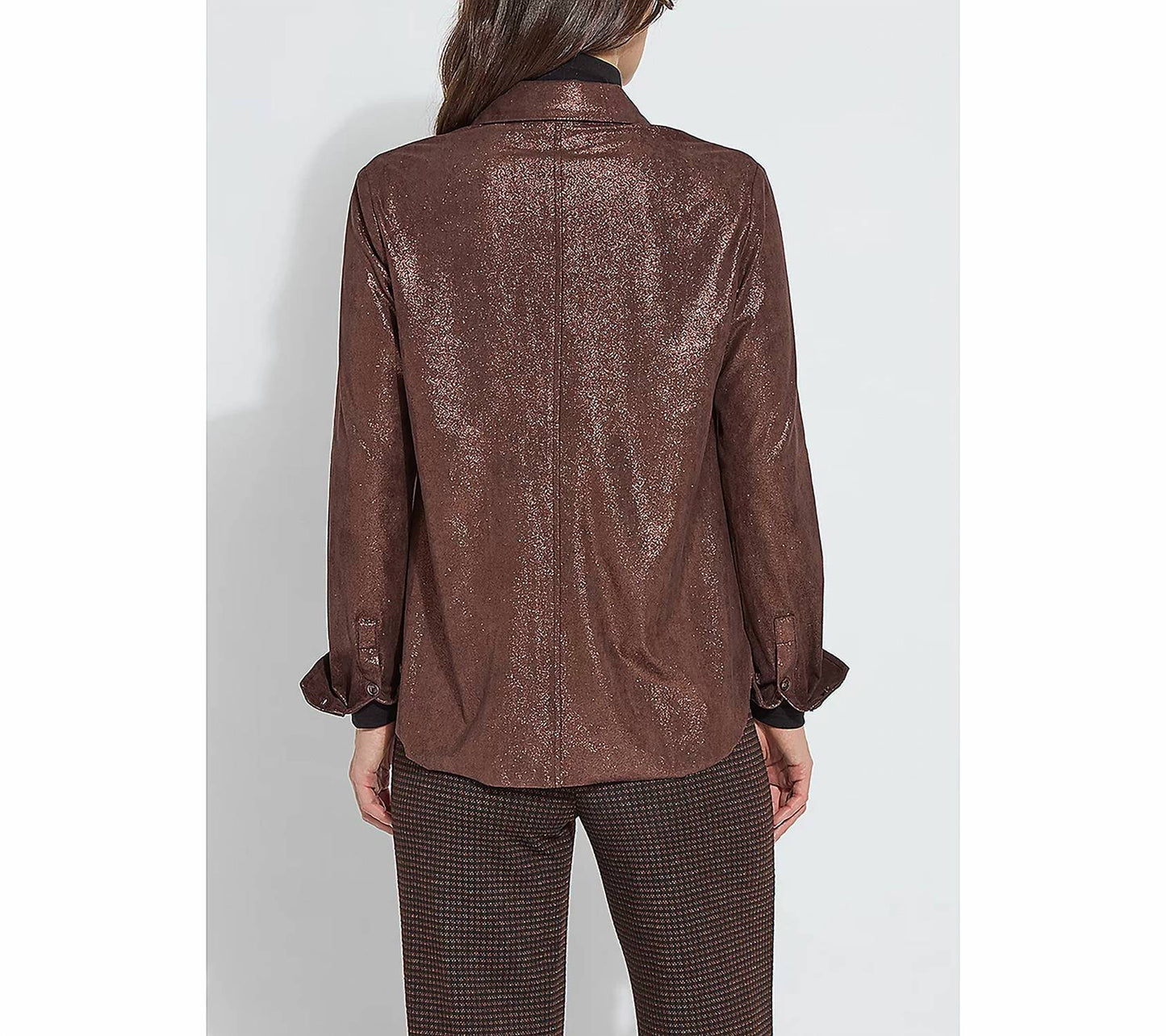 Lysse - Connie Patent Foil Vegan Suede Shacket