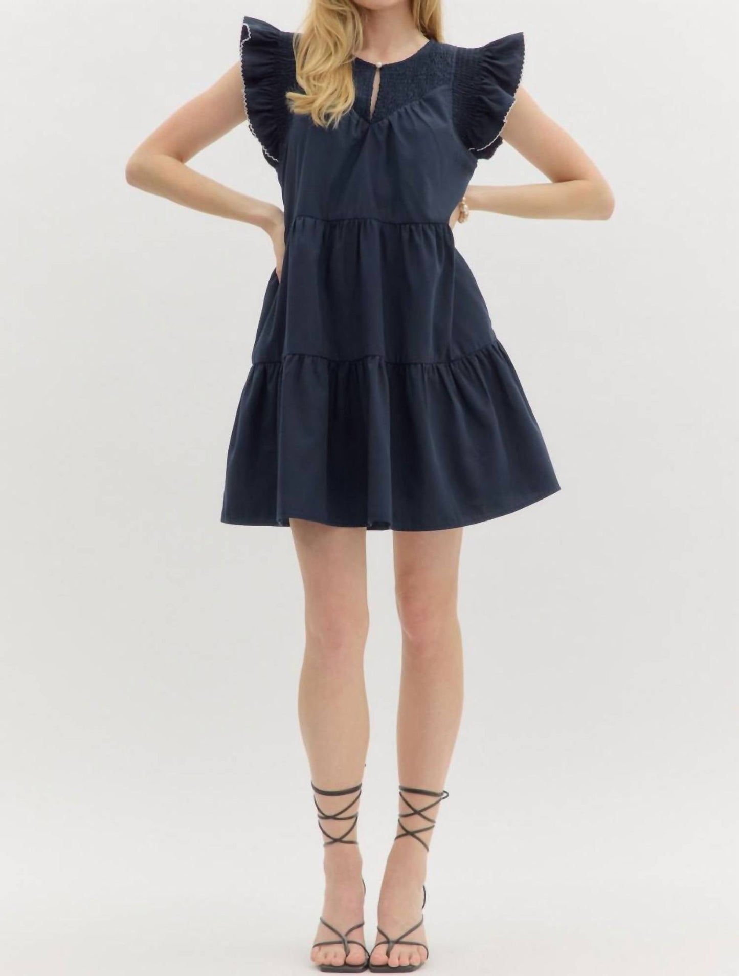 Entro - Flutter Sleeve Midi Dress