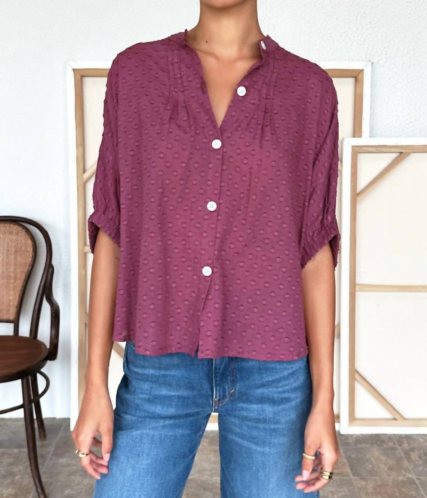 Emerson Fry - Mandarin Collar One Size Top