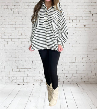 Bucketlist - Blusa feminina com gola e bolso e botões