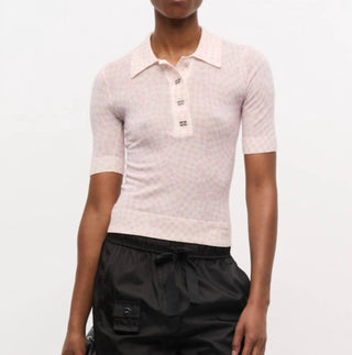 Ganni - Women's Sheer Printed Polo Top