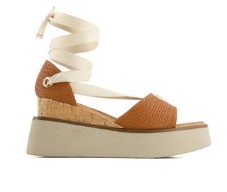 Andrea - Sandálias femininas plataforma com cadarço e salto agulha