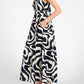 Calista - Navy Print Smocked Waist Halter Neck Back Tie Maxi Dress