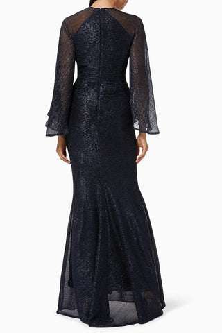 Talbot Runhof - Vestido longo Conley 2 Midnight Pleats