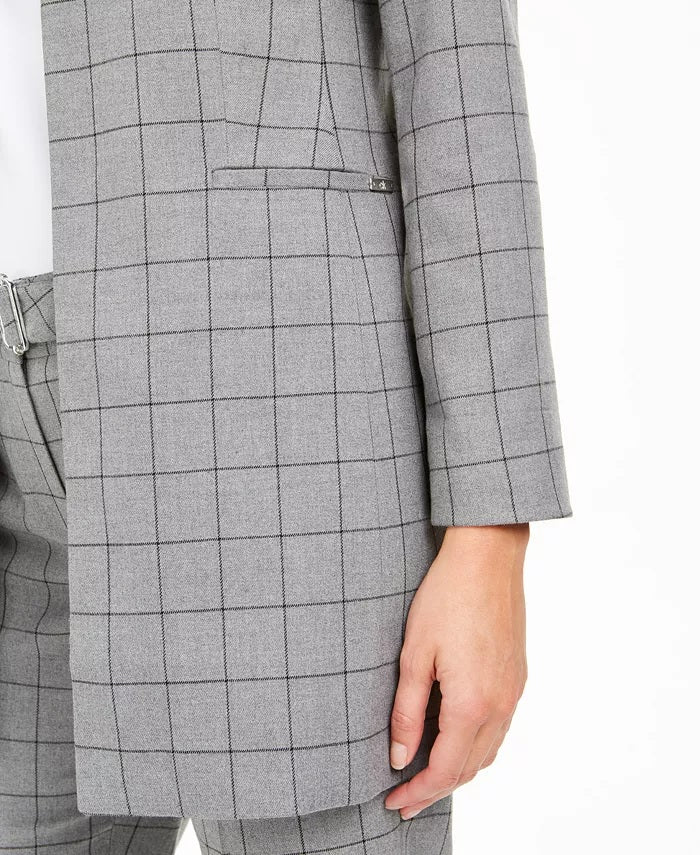 Jaqueta Topper Xadrez Sem Gola Calvin Klein Feminina Cinza Tamanho 14