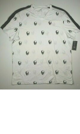 Camiseta masculina com estampa de caveira e decote em V da INC International Concepts, tamanho extra grande, branca