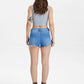 Bayeas - High Rise Denim Short With Raw Hem
